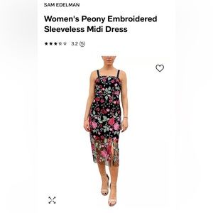 Women's Peony Embroidered Sleeveless Midi Dress